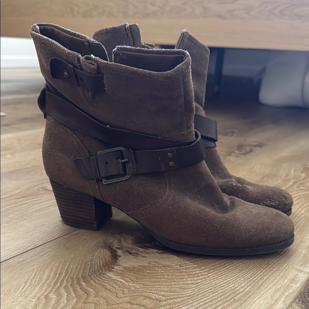 Cobb Hill Brown Ankle Booties with Lace-Up Design